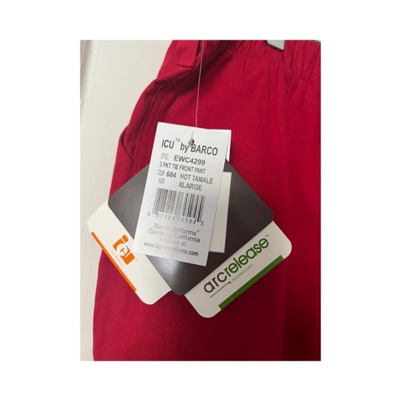 NWT Barco  Arc Release Red drawstring uniform scrub pockets pants - Picture 3 of 5